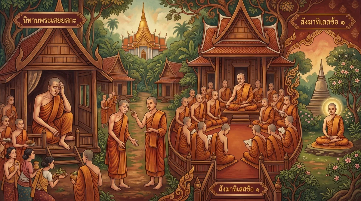สังฆาทิเสสข้อ ๑ และนิทานพระเสยยสกะ: ความอึดอัดใจที่ถูกแก้ด้วยทางลัด