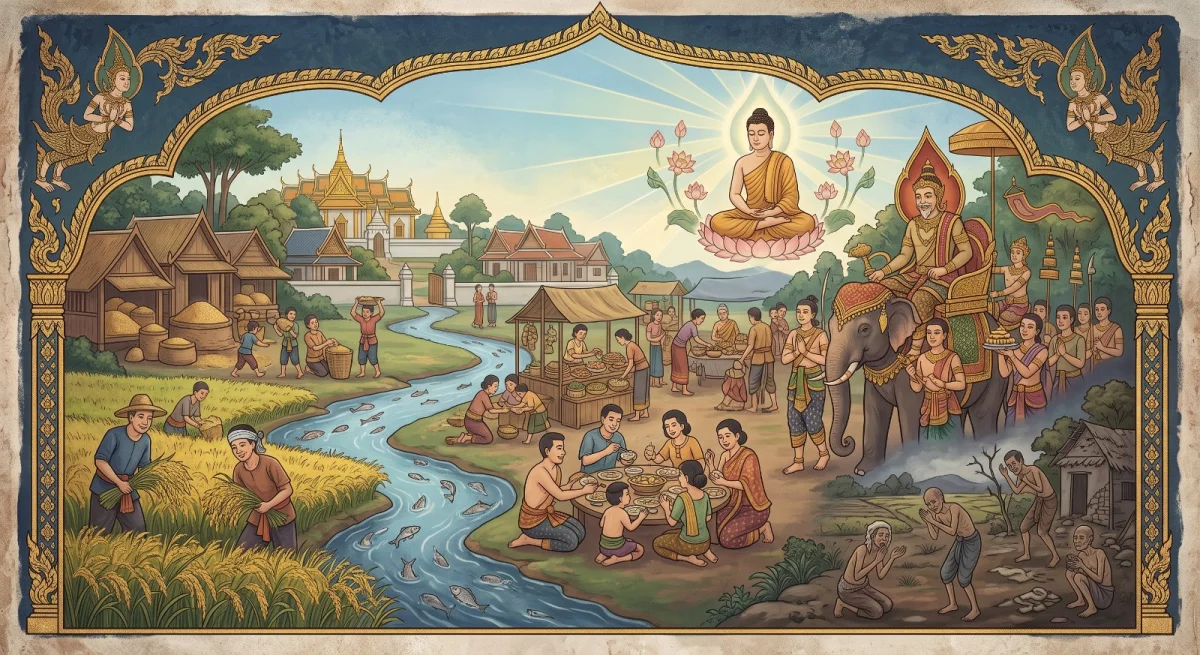 กูฏทันตสูตร: บ้านเมืองสงบเพราะปากท้องอิ่ม