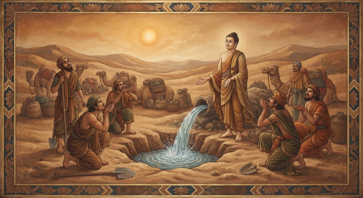 The Vaṇṇupatha Jātaka: Digging On Until Water Is Found in the Desert