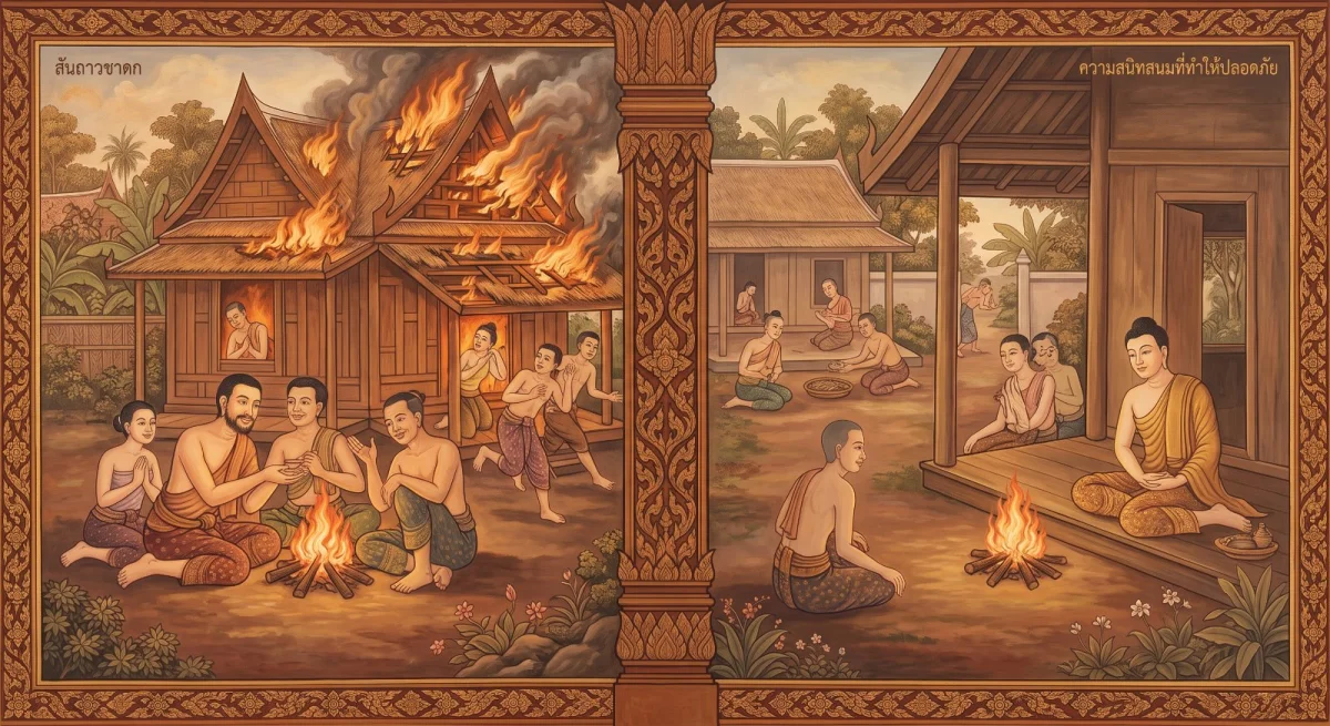 สันถวชาดก: ความสนิทสนมที่เผาบ้าน กับความสนิทสนมที่ทำให้ปลอดภัย
