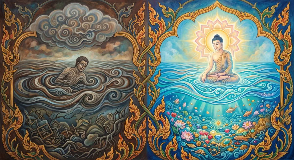 Das Anabhirati-Jātaka: Trübes Wasser verbirgt den Grund, ein getrübter Geist verbirgt das Gute