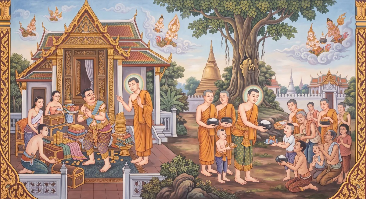 Le Jātaka de la nourriture divine : l’avare qui apprit à partager