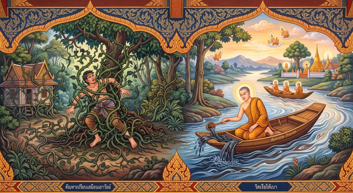 Dhammapada, Craving to The Monk: Craving Like a Creeper, Bail Out the Boat