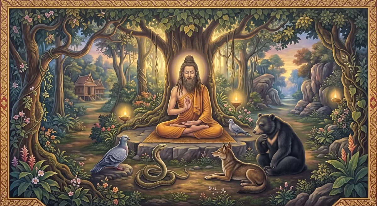 Das Pañcuposathika-Jātaka: Fünf, die wussten, was sie leiden ließ