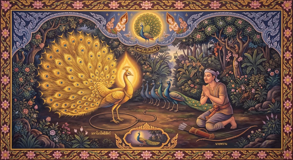 The Mahāmora Jātaka: The Peacock in the Snare and the Hunter Who Changed