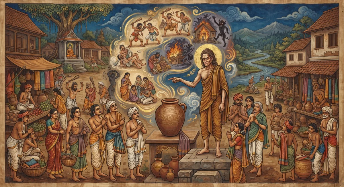 The Kumbha Jātaka: The Jar of Liquor Whose Seller Lists Only Its Faults