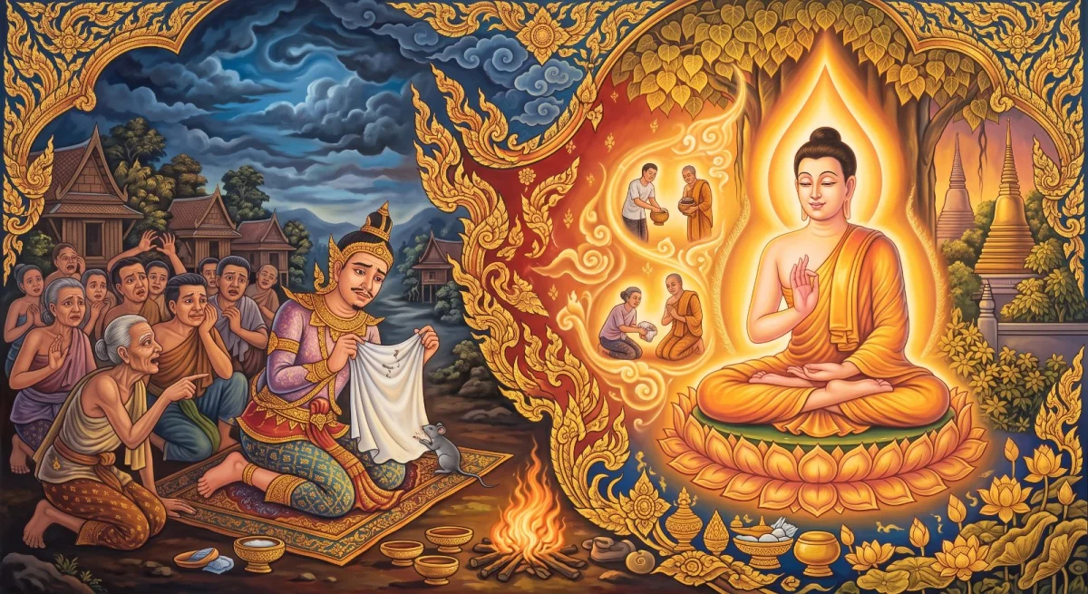 มังคลชาดก: ผ้าที่หนูกัดกับการถือมงคลตื่นข่าว