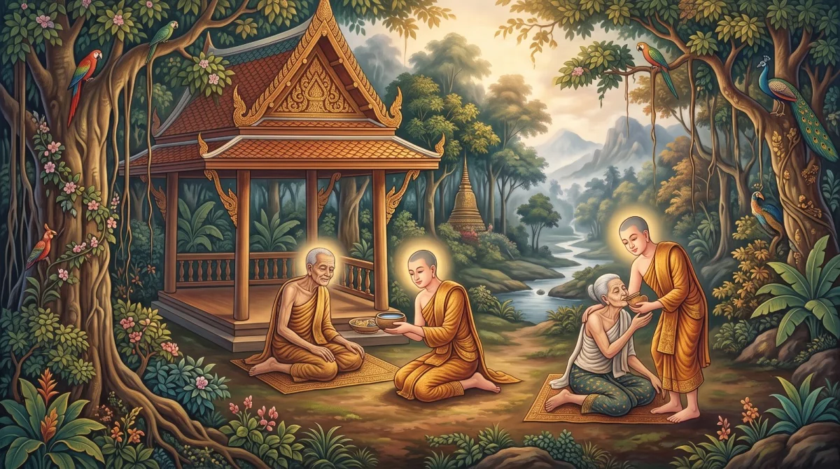 โสณนันทชาดก: สองพี่น้องผู้แย่งกันดูแลพ่อแม่