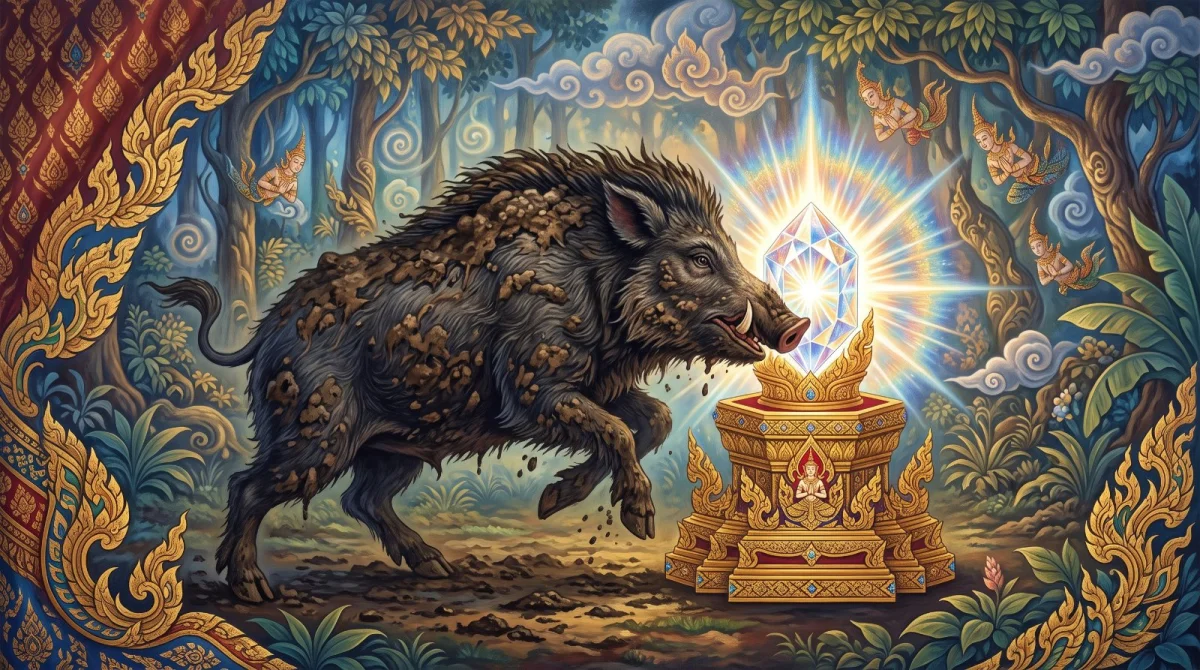 The Maṇisūkara Jātaka: The Boars Who Tried to Rub a Gem Dull
