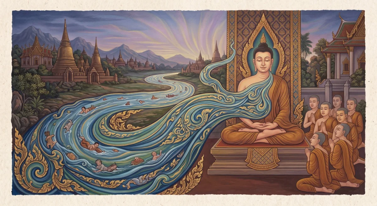 สลฬาคารสูตรและพระสูตรในอนุรุทธสังยุต: จิตที่โน้มไปแล้วเหมือนแม่น้ำคงคา